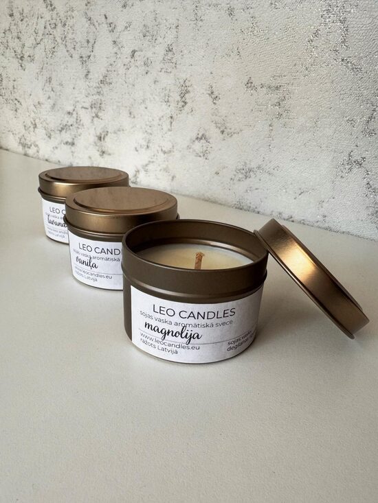 Sojas vaska svece kapučīno bundžiņā